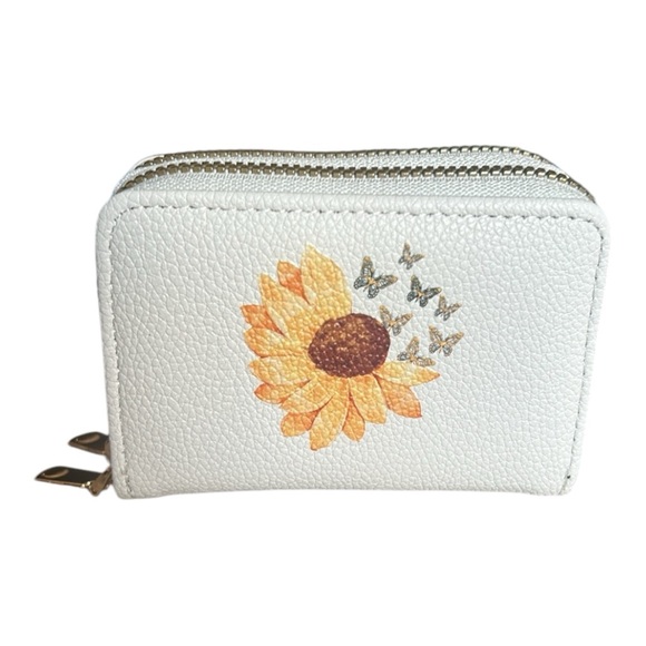 Sunflower and Butterfly Decorative Nylons Tote Bag and Double Zip Wallet Set New - Picture 3 of 16